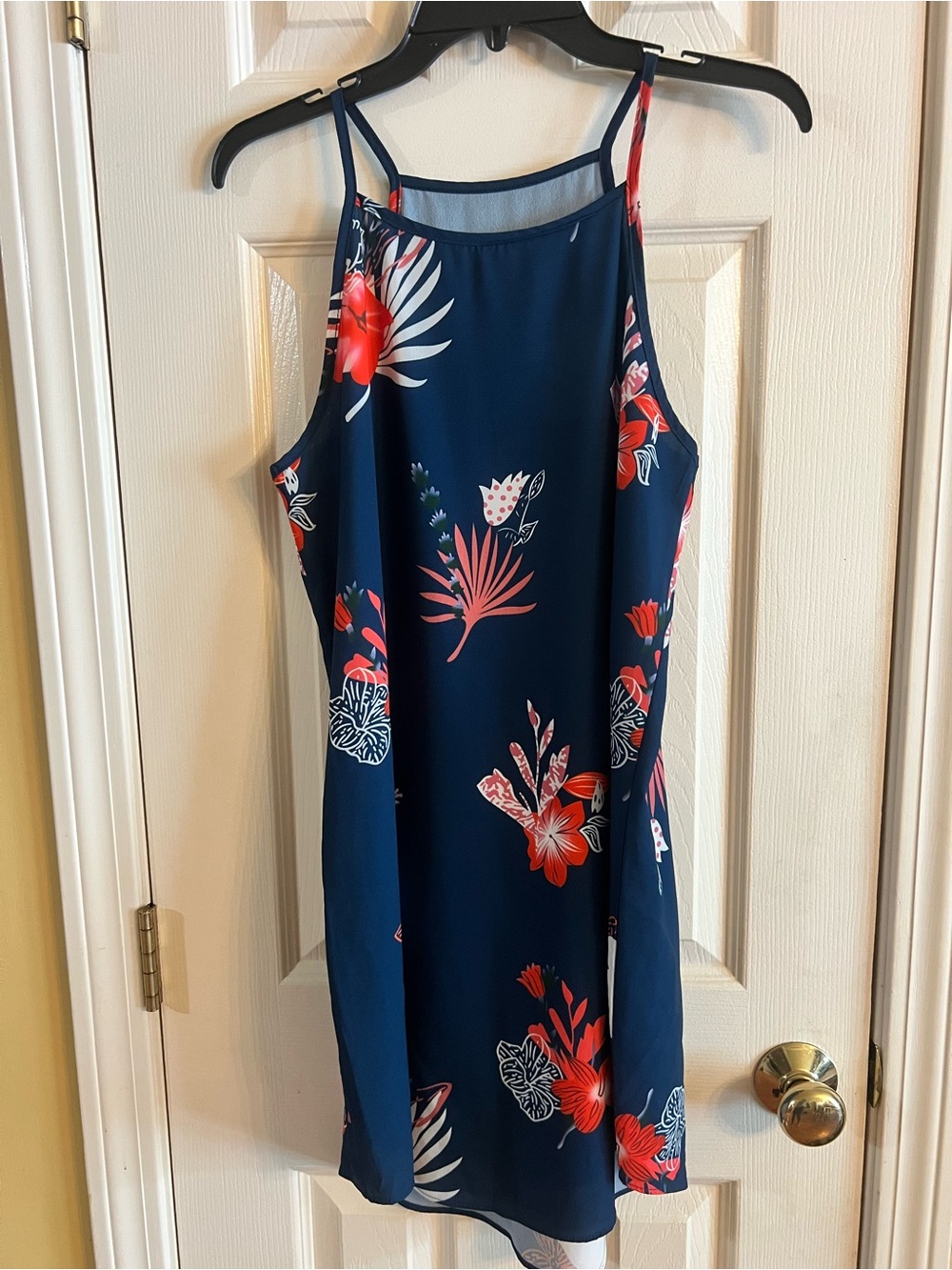🌸 Vibrant Tropical Floral Halter Neck Mini Dress 🌸
